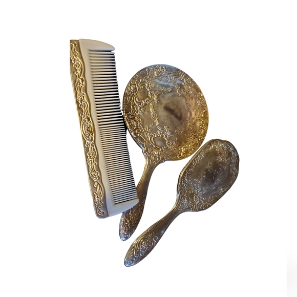 Vintage silver plated vanity set - Picture 2 of 4